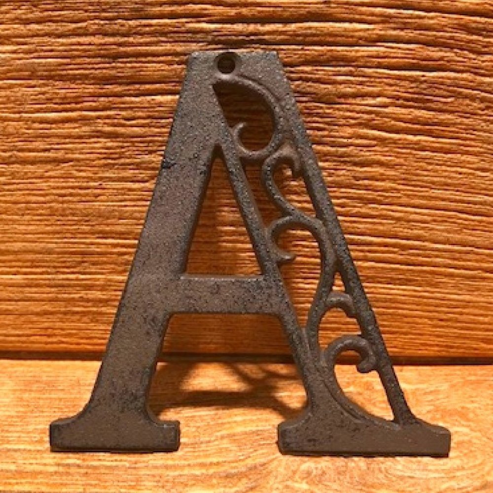 Cast Iron Ornate Letter "A" 4 5/8"tall Raw Cast Iron Ready for Paint 0184-0557-A